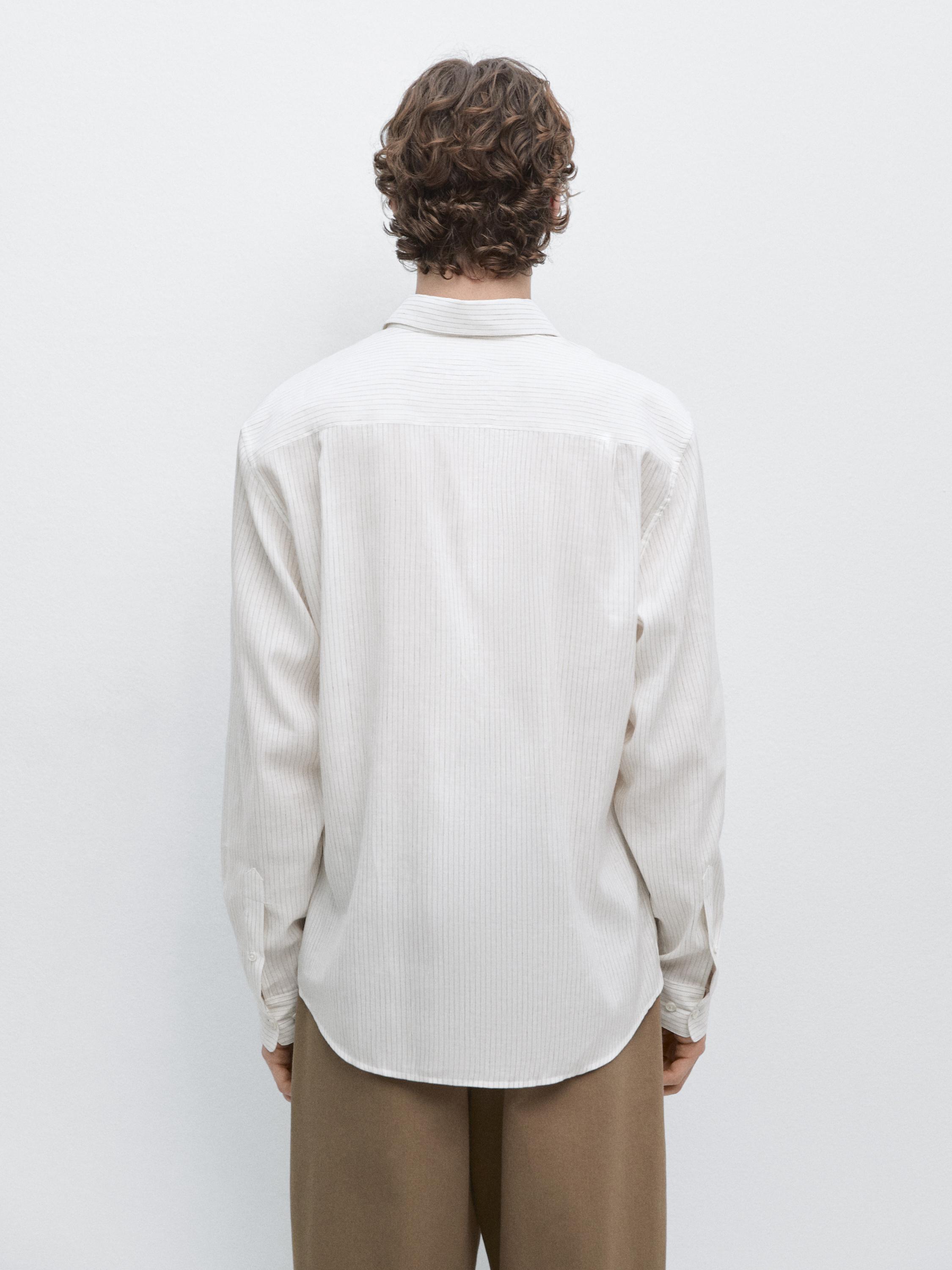 Chemise regular fit à rayures en coton mélang